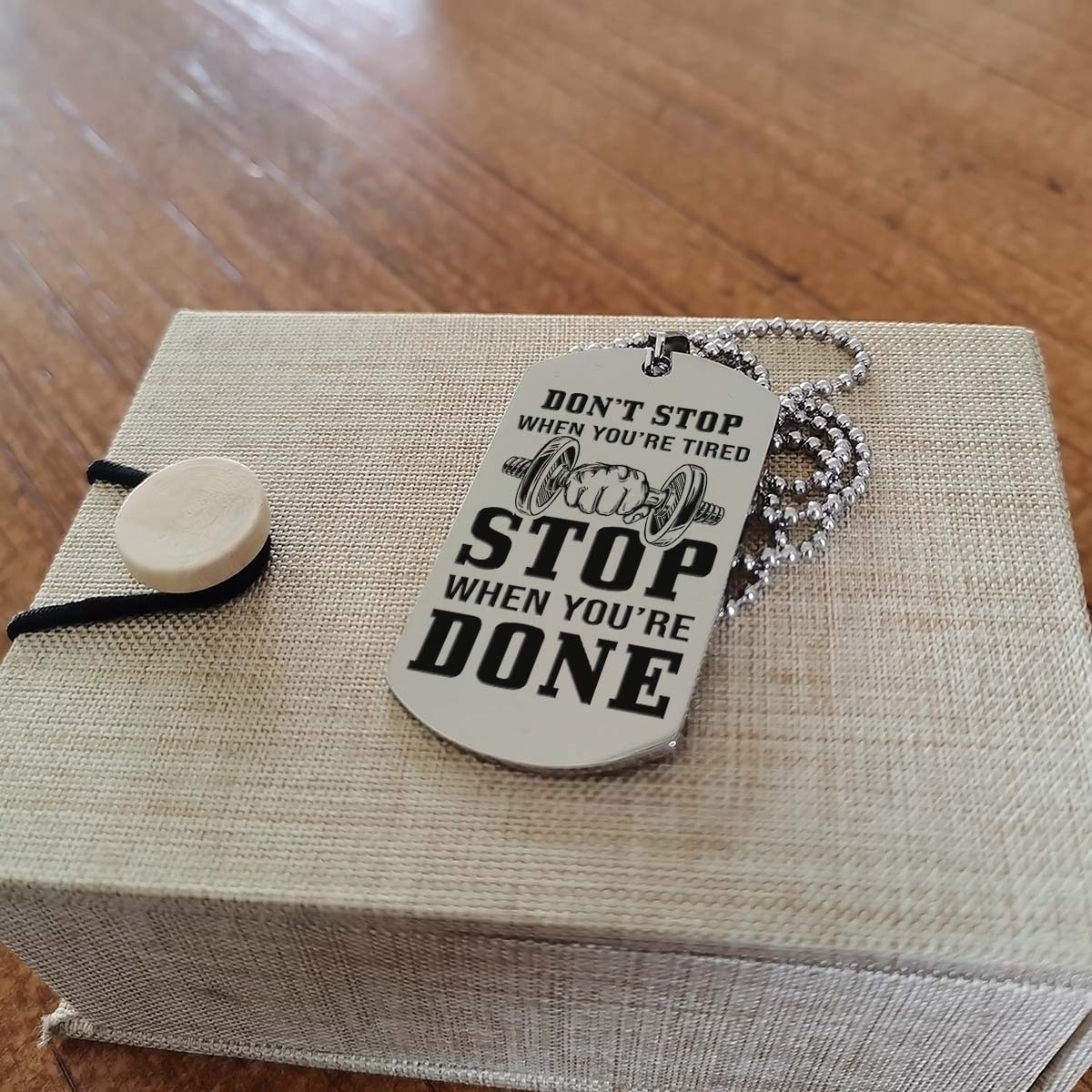 Gym Dog Tag - Gym Necklace - Stop When You Are Done - The Pain You Feel Today Is The Strength You Feel Tomorrow - Gym - Fitness Center - Workout - Engrave Dog Tag