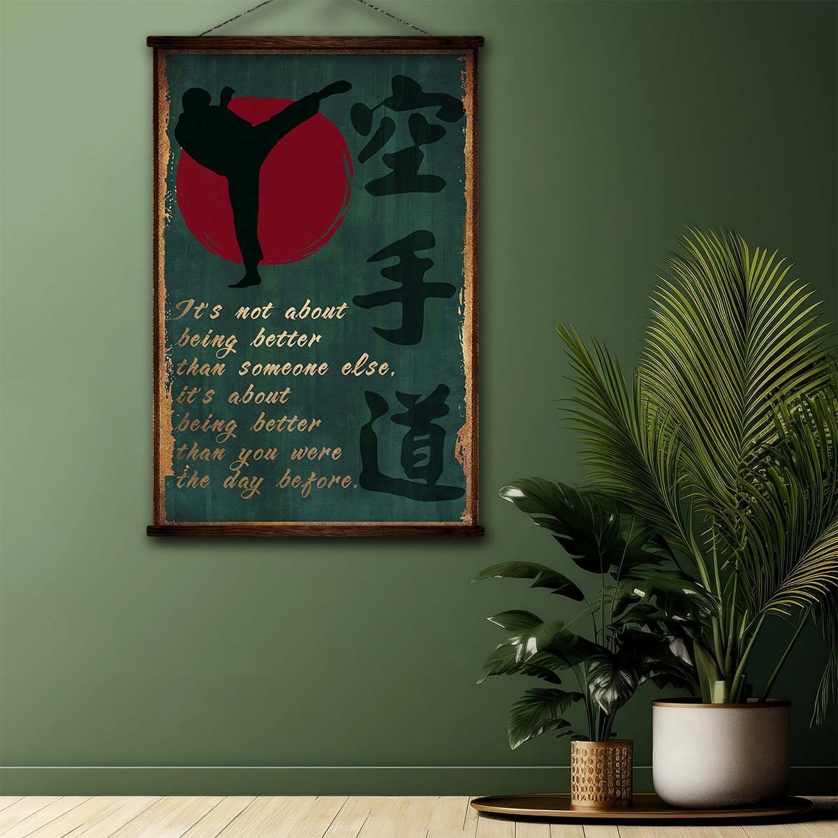 Karate Wall Art - Karate Poster - Karate Canvas - It's About Being Better Than You Were The Day Before - Karate Kanji - KA044 - Vertical Canvas - Vertical Poster