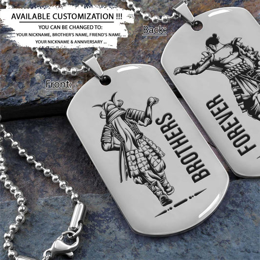 Samurai Dog Tag - Brothers Forever - Bushido - Katana - Ronin - Miyamoto Musashi - Samurai Necklace - Engrave Dog Tag