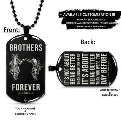 Samurai Dog Tag - Brothers Forever - It's About Being Better Than You Were The Day Before - Bushido - Katana - Ronin - Miyamoto Musashi - Samurai Necklace - Engrave Dog Tag