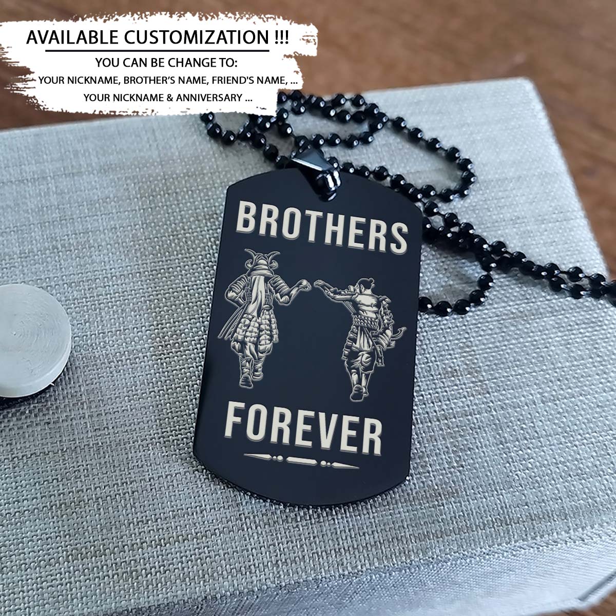 Samurai Dog Tag - Brothers Forever - It's About Being Better Than You Were The Day Before - Bushido - Katana - Ronin - Miyamoto Musashi - Samurai Necklace - Engrave Dog Tag