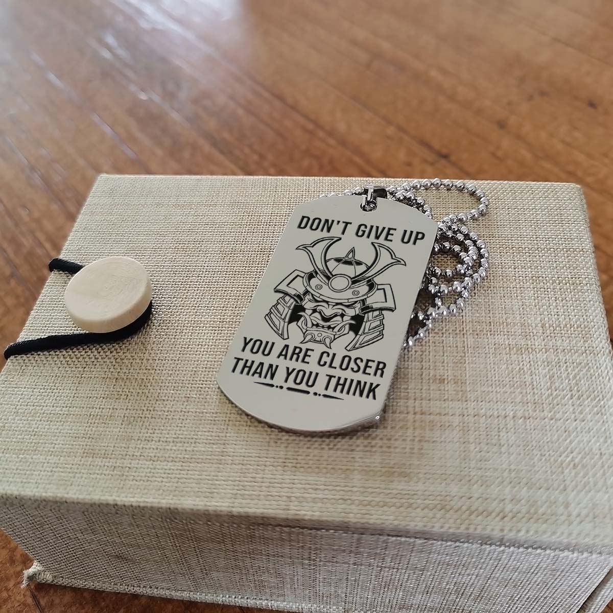 Samurai Dog Tag - Don't Give Up - It's About Being Better Than You Were The Day Before - Bushido - Katana - Ronin - Miyamoto Musashi - Samurai Necklace - Engrave Dog Tag