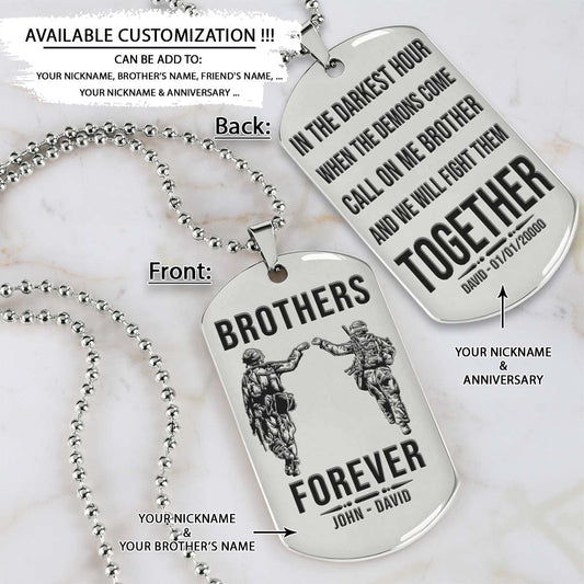 Soldier Dog Tag - Brothers Forever - Call On Me Brother - Army - Navy - Marines - Air Force - Soldier Necklace - Engrave Dog Tag
