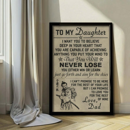 Samurai Wall Art - Samurai Poster - Samurai Canvas - To My Daughter - SA037 - Vertical Poster - Vertical Canvas