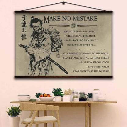 Samurai Wall Art - Samurai Poster - Samurai Canvas - Make No Mistake - SA088 - Horizontal Poster - Horizontal Canvas