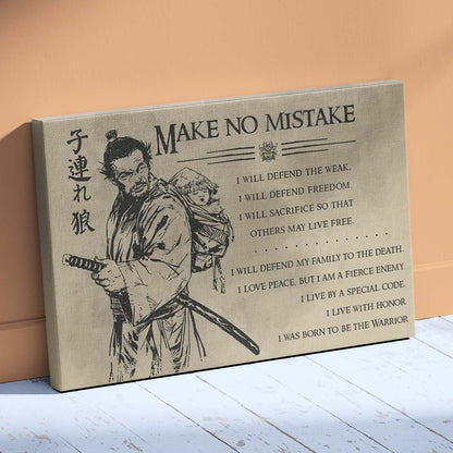 Samurai Wall Art - Samurai Poster - Samurai Canvas - Make No Mistake - SA088 - Horizontal Poster - Horizontal Canvas