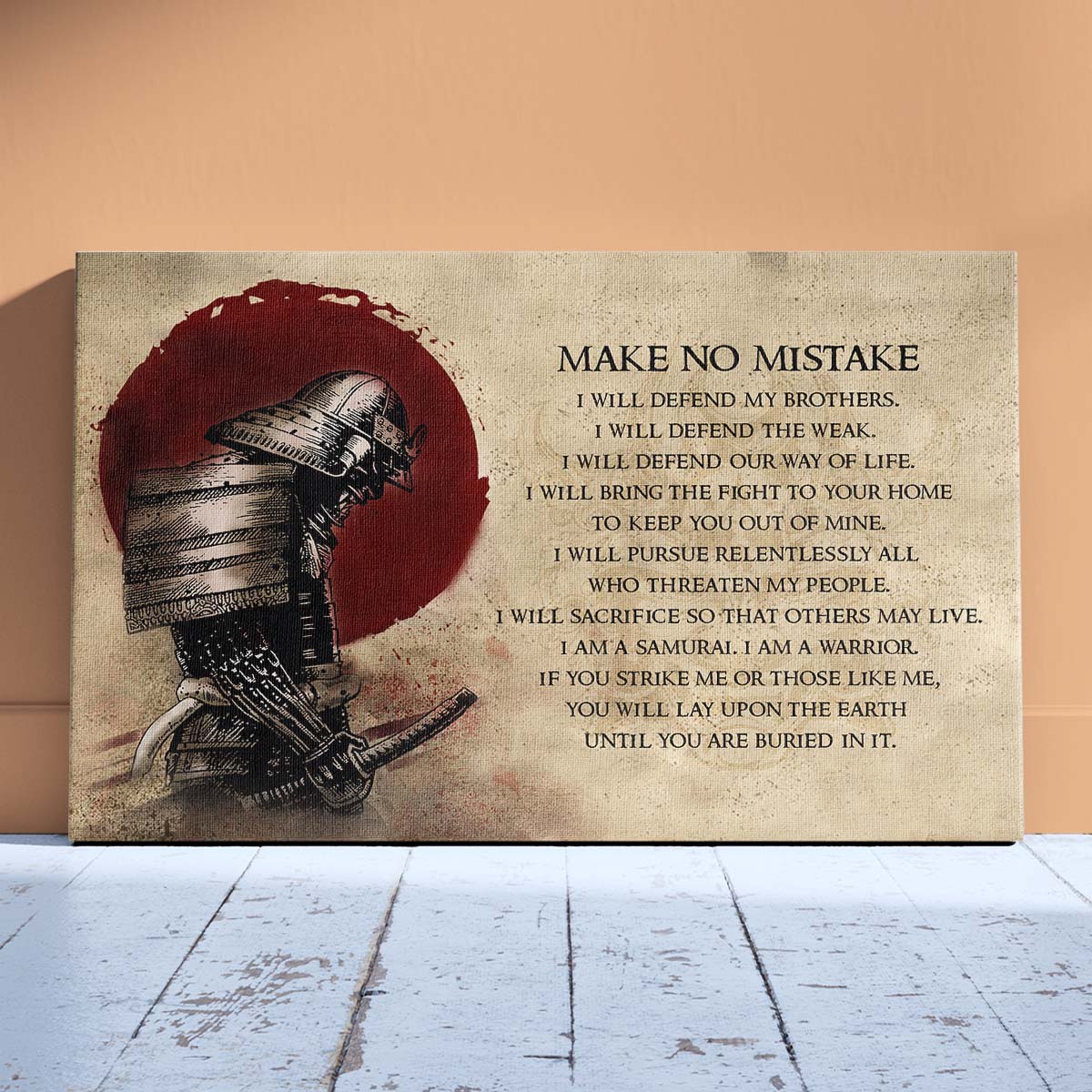 Samurai Wall Art - Samurai Poster - Samurai Canvas - Make No Mistake - SA094 - Horizontal Poster - Horizontal Canvas