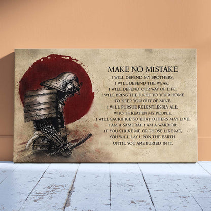 Samurai Wall Art - Samurai Poster - Samurai Canvas - Make No Mistake - SA094 - Horizontal Poster - Horizontal Canvas