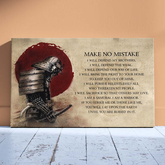 Samurai Wall Art - Samurai Poster - Samurai Canvas - Make No Mistake - SA094 - Horizontal Poster - Horizontal Canvas