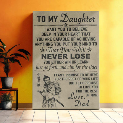 Samurai Wall Art - Samurai Poster - Samurai Canvas - To My Daughter - SA037 - Vertical Poster - Vertical Canvas