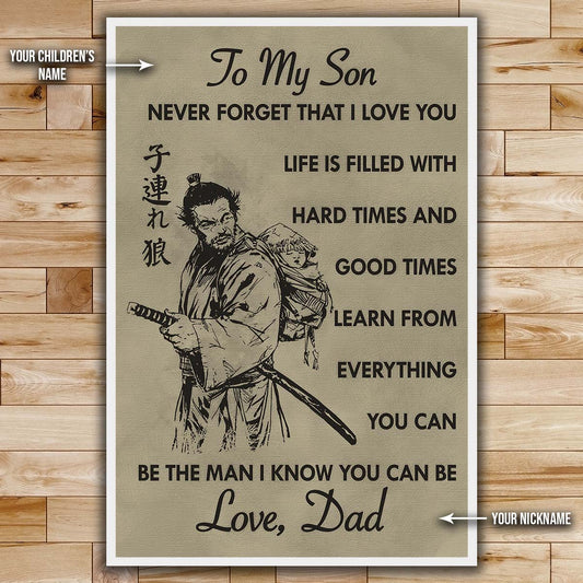 Samurai Wall Art - Samurai Poster - Samurai Canvas - To My Son - SA058 -  Vertical Poster - Vertical Canvas