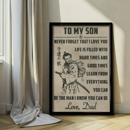 Samurai Wall Art - Samurai Poster - Samurai Canvas - To My Son - SA081 - Vertical Poster - Vertical Canvas