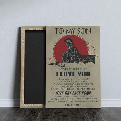 Spartan Wall Art - Spartan Poster - Spartan Canvas - Mom To Son - I Love You - WA101 - Spartan Warrior - Vertical Poster - Vertical Canvas