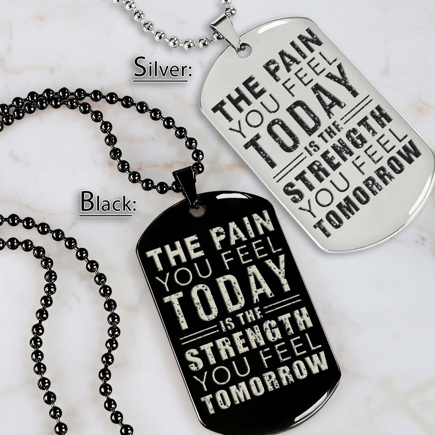 Gym Dog Tag - Gym Necklace - The Pain You Feel Today - It's About Being Better Than You Were The Day Before - Gym - Fitness Center - Workout - Engrave Dog Tag