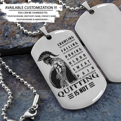 Spartan Dog Tag - Quitting Is Not - Spartan Warrior - Sparta - Leonidas - Gladiator - Spartan Necklace - Engrave Dog Tag