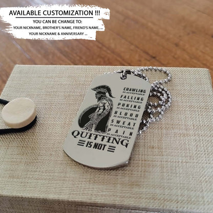 Spartan Dog Tag - Quitting Is Not - Spartan Warrior - Sparta - Leonidas - Gladiator - Spartan Necklace - Engrave Dog Tag