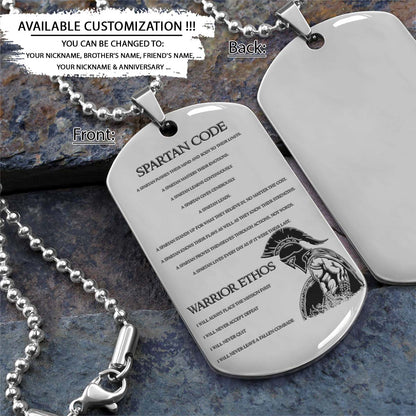 Spartan Dog Tag - Spartan Code - Spartan Warrior - Sparta - Leonidas - Gladiator - Spartan Necklace - Engrave Dog Tag