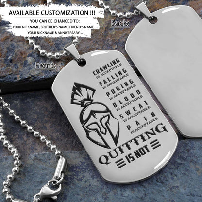 Spartan Dog Tag - Quitting Is Not - Spartan Warrior - Sparta - Leonidas - Gladiator - Spartan Necklace - Engrave Dog Tag