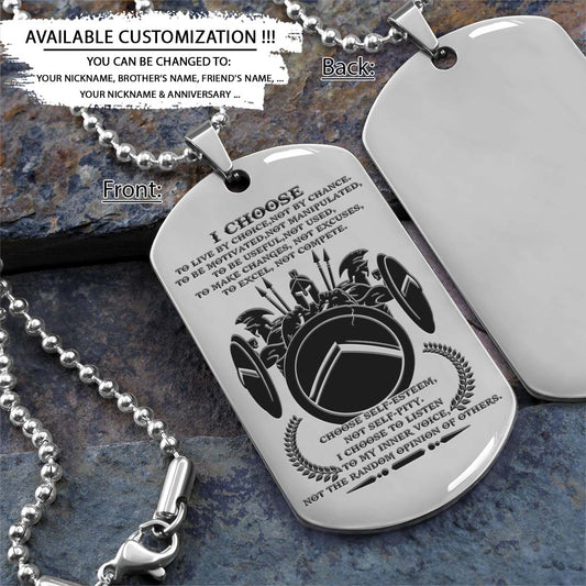 Spartan Dog Tag - I Choose - Spartan Warrior - Sparta - Leonidas - Gladiator - Spartan Necklace - Engrave Dog Tag