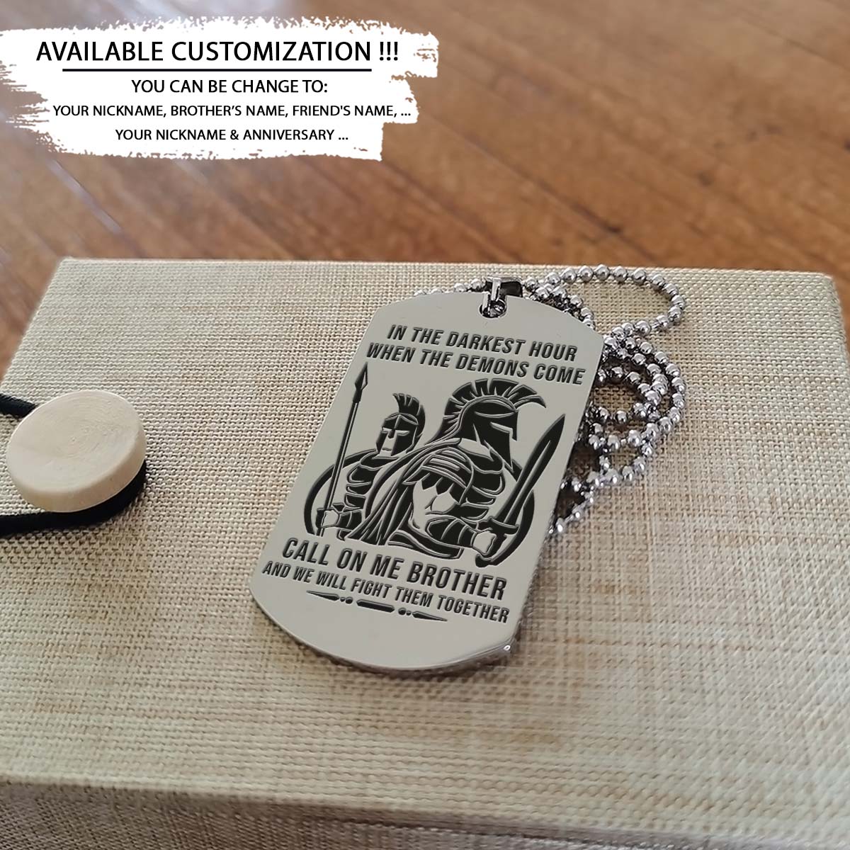 Spartan Dog Tag - Call On Me Brother - Spartan Warrior - Sparta - Leonidas - Gladiator - Spartan Necklace - Engrave Dog Tag
