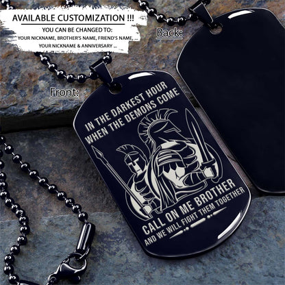 Spartan Dog Tag - Call On Me Brother - Spartan Warrior - Sparta - Leonidas - Gladiator - Spartan Necklace - Engrave Dog Tag