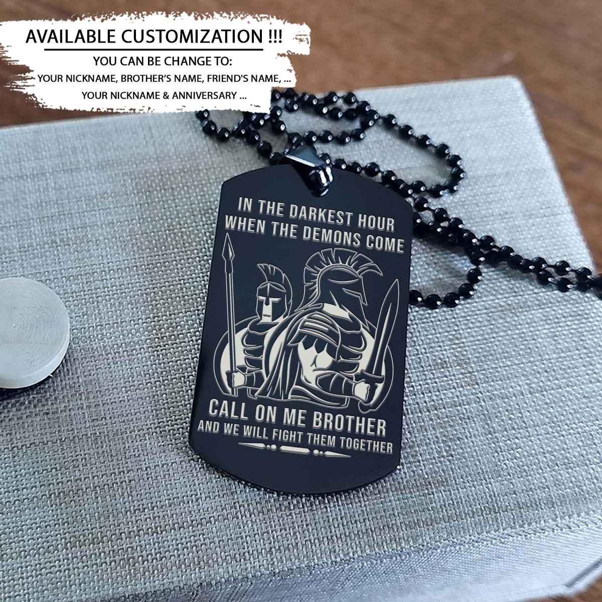 Spartan Dog Tag - Call On Me Brother - Spartan Warrior - Sparta - Leonidas - Gladiator - Spartan Necklace - Engrave Dog Tag