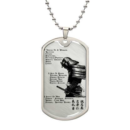 Samurai - 7 5 3 CODE - Bushido - Katana - Ronin - Samurai Dog Tag - Military Ball Chain - Luxury Dog Tag