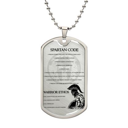 Warrior - Spartan Code - Warrior Ethos - Sparta - Spartan - Warrior Dog Tag - Military Ball Chain - Luxury Dog Tag