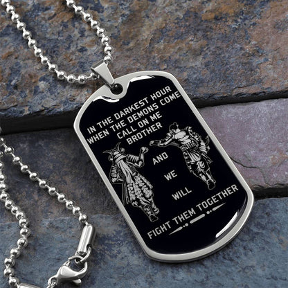 Samurai - Call On me Brother - Bushido - Katana - Ronin - Miyamoto Musashi - Black Dog Tag - Samurai Dog Tag - Military Ball Chain - Luxury Dog Tag