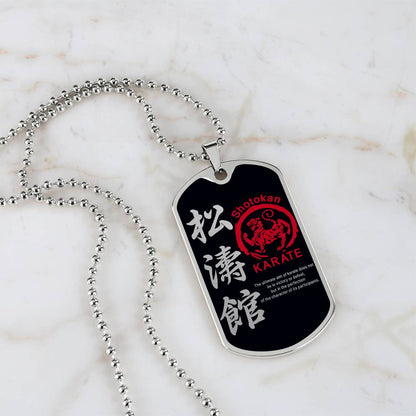 Karate - The Ultimate Aim Of Karate Does Not Lie In Victory Or Defeat - Shotokan Karate - Black Dog Tag - Karate Dog Tag - Military Ball Chain - Luxury Dog Tag