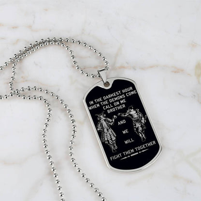 Samurai - Call On me Brother - Bushido - Katana - Ronin - Miyamoto Musashi - Black Dog Tag - Samurai Dog Tag - Military Ball Chain - Luxury Dog Tag