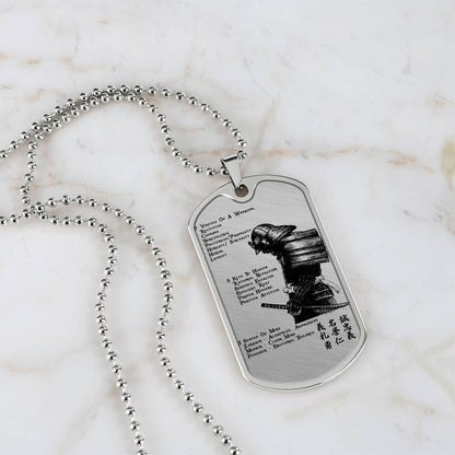 Samurai - 7 5 3 CODE - Bushido - Katana - Ronin - Samurai Dog Tag - Military Ball Chain - Luxury Dog Tag