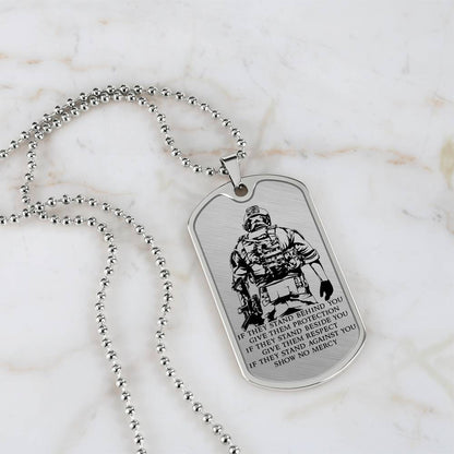 Soldier - IF - Show No Mercy - Army - Marine - Soldier Dog Tag - Military Ball Chain - Luxury Dog Tag