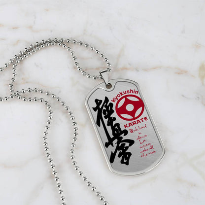 Karate - Work Hard In Silence Let Success Make All The Noise - Kyokushin Karate - Karate Dog Tag - Military Ball Chain - Luxury Dog Tag