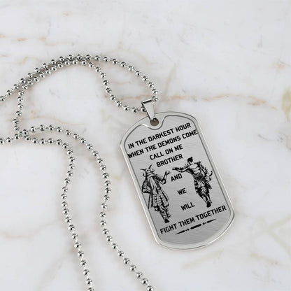 Samurai - Call On me Brother - Bushido - Katana - Ronin - Miyamoto Musashi - Samurai Dog Tag - Military Ball Chain - Luxury Dog Tag