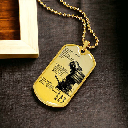 Samurai - 7 5 3 CODE - Bushido - Katana - Ronin - Samurai Dog Tag - Military Ball Chain - Luxury Dog Tag