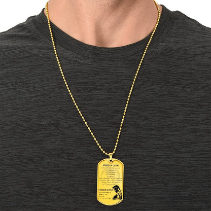 Warrior - Spartan Code - Warrior Ethos - Sparta - Spartan - Warrior Dog Tag - Military Ball Chain - Luxury Dog Tag