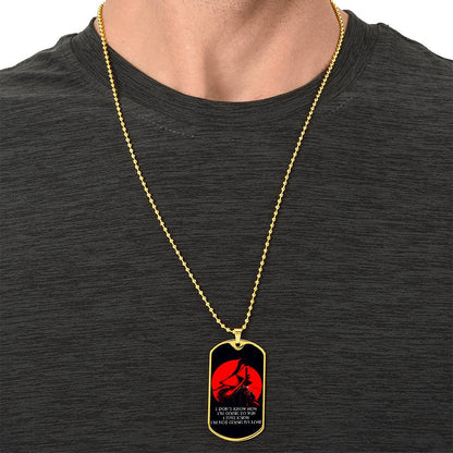 Samurai - I Just Know I'm Not Going To Lose - Bushido - Katana - Ronin - Black Dog Tag - Samurai Dog Tag - Military Ball Chain - Luxury Dog Tag