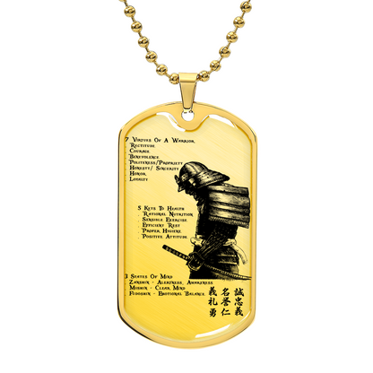 Samurai - 7 5 3 CODE - Bushido - Katana - Ronin - Samurai Dog Tag - Military Ball Chain - Luxury Dog Tag