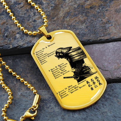 Samurai - 7 5 3 CODE - Bushido - Katana - Ronin - Samurai Dog Tag - Military Ball Chain - Luxury Dog Tag