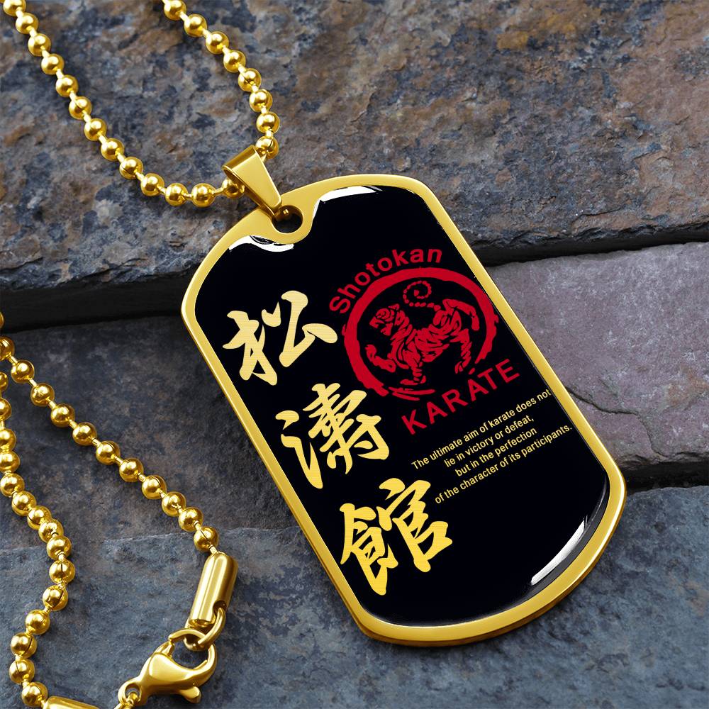 Karate - The Ultimate Aim Of Karate Does Not Lie In Victory Or Defeat - Shotokan Karate - Black Dog Tag - Karate Dog Tag - Military Ball Chain - Luxury Dog Tag