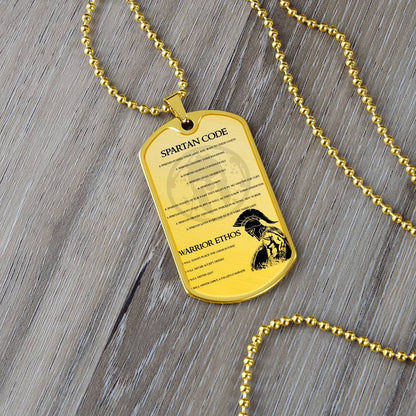 Warrior - Spartan Code - Warrior Ethos - Sparta - Spartan - Warrior Dog Tag - Military Ball Chain - Luxury Dog Tag