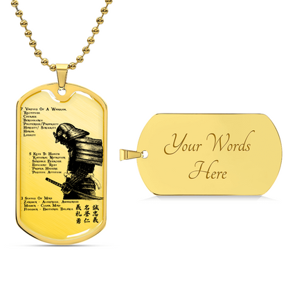 Samurai - 7 5 3 CODE - Bushido - Katana - Ronin - Samurai Dog Tag - Military Ball Chain - Luxury Dog Tag