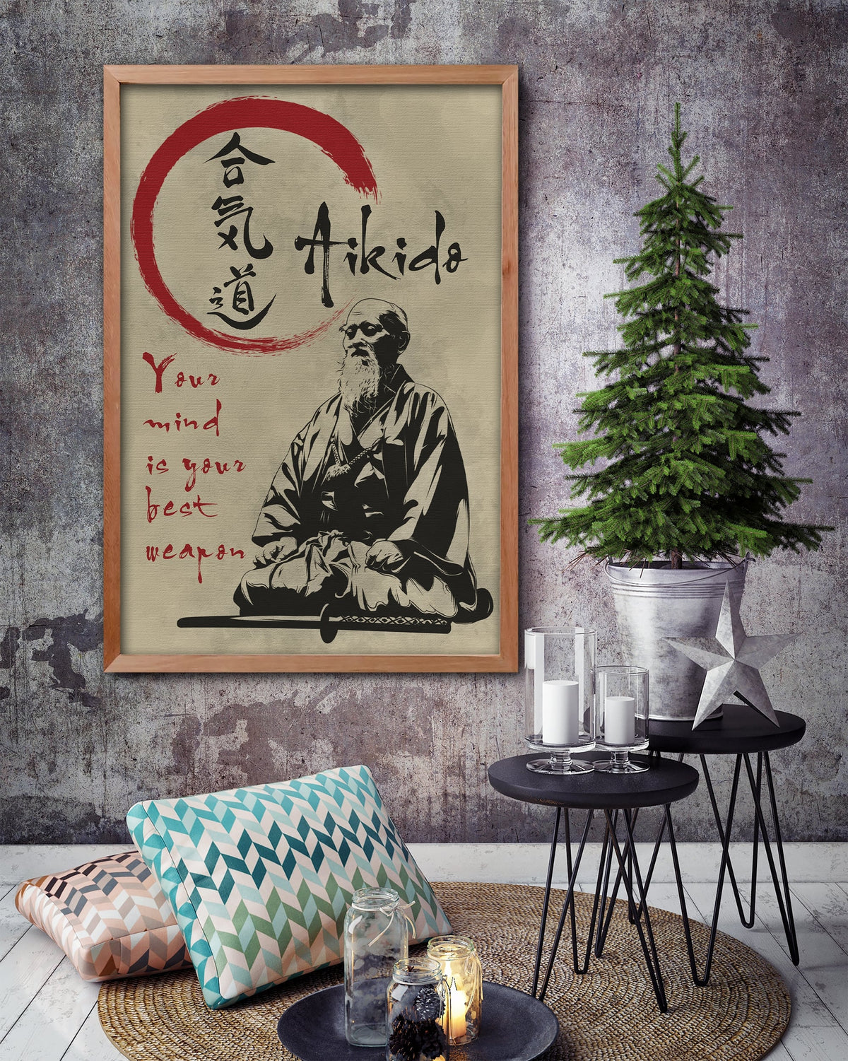 AI003 - Your Mind Is Your Best Weapon - Morihei Ueshiba - Vertical Poster - Vertical Canvas - Aikido Poster