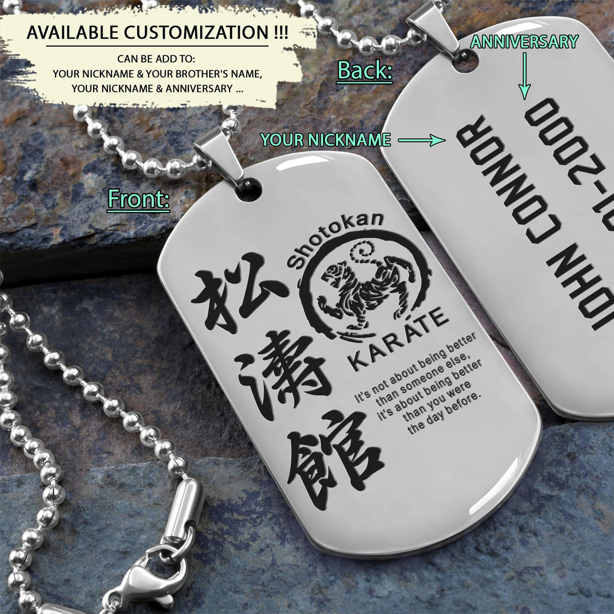 KAD001 - IIt’s Not About Being Better Than Someone Else - It’s About Being Better Than You Were The Day Before - Shotokan Karate - Engrave Silver Dogtag