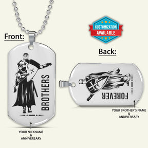 KTD020 - Brothers Forever - Knights Templar - Silver Double-Sided Dog Tag