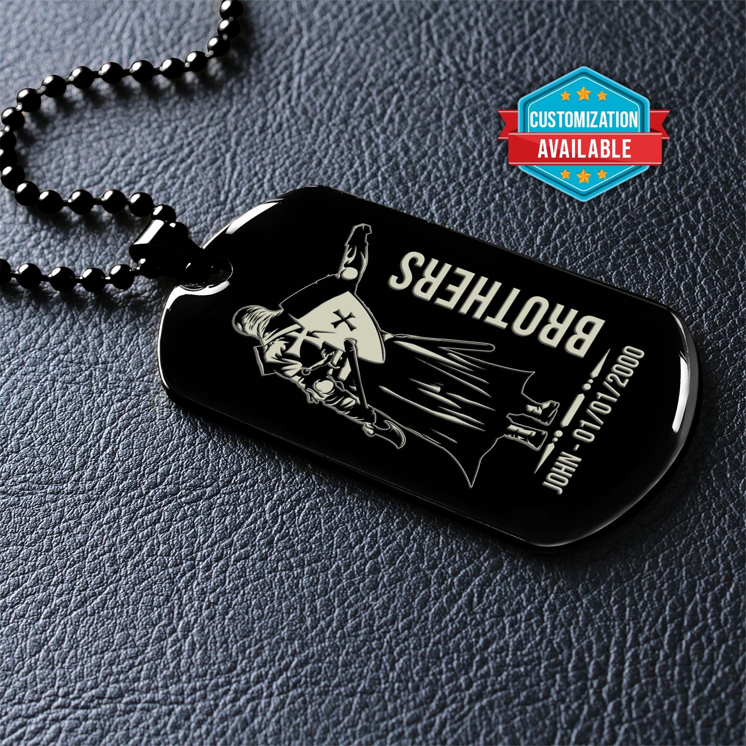 KTD021 - Brothers Forever - Knights Templar - Black Double-Sided Dog Tag