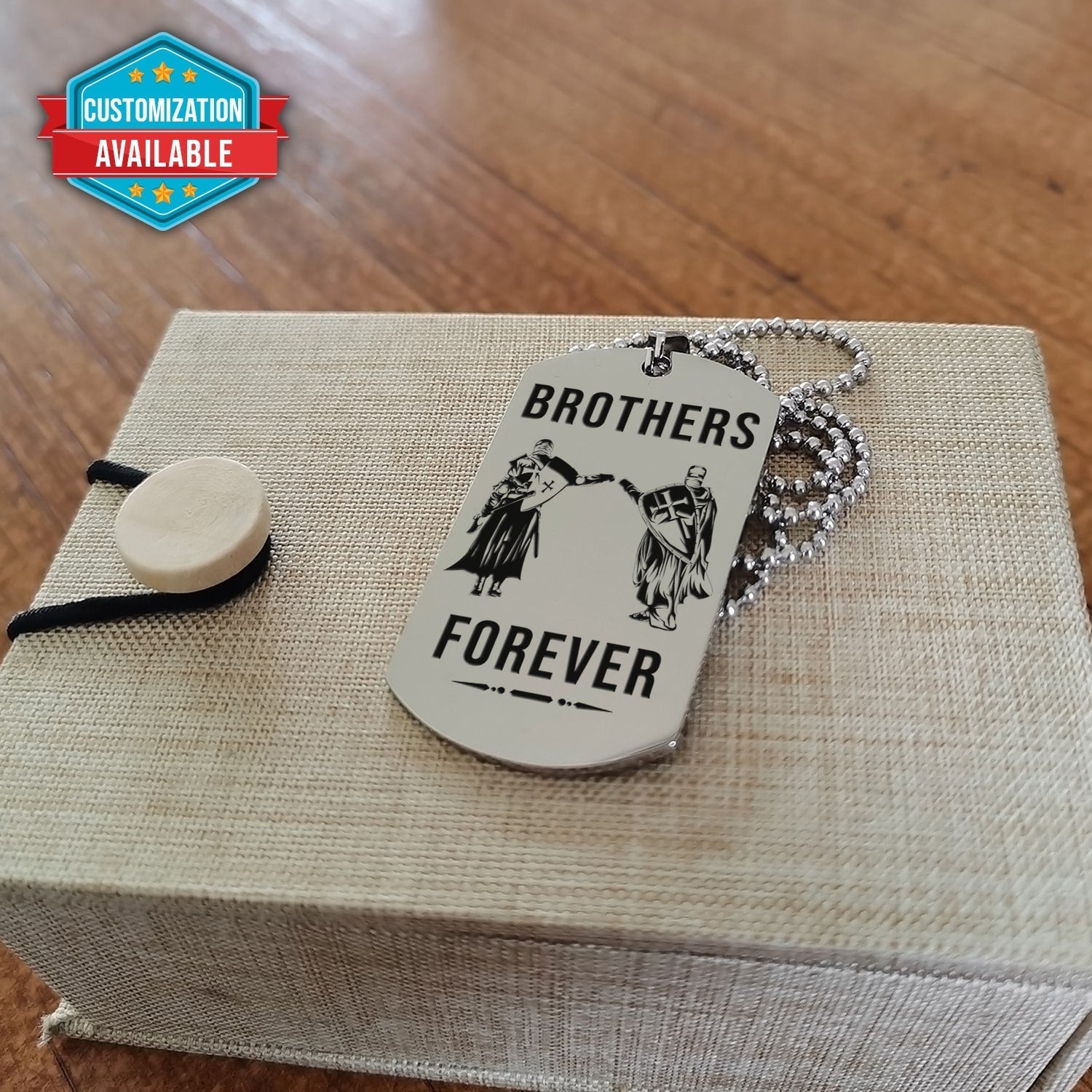 KTD024 - Brothers Forever - Call On Me Brother - Knights Templar - Silver Double-Sided Dog Tag