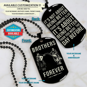 KTD027 - Brothers Forever - It's About Being Better Than You Were The Day Before - Knights Templar - Black Double-Sided Dog Tag