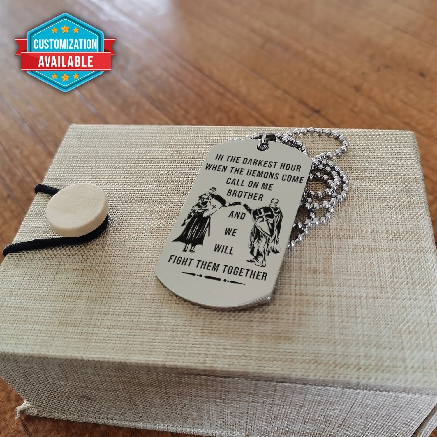 KTD034 - Call On Me Brother - It's About Being Better Than You Were The Day Before - Knights Templar - Silver Double-Sided Dog Tag